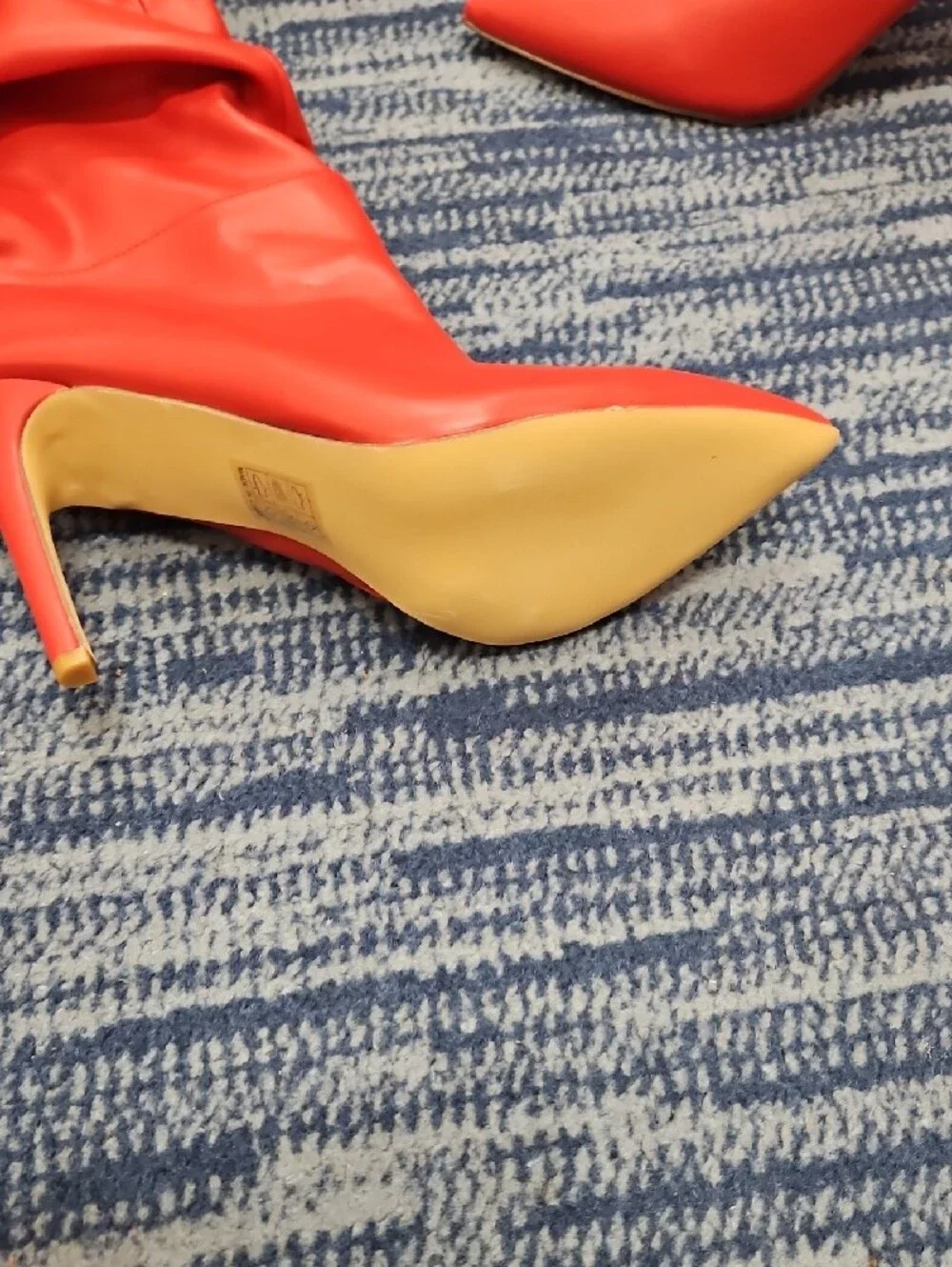 Red Stiletto Knee-High Boots - Women